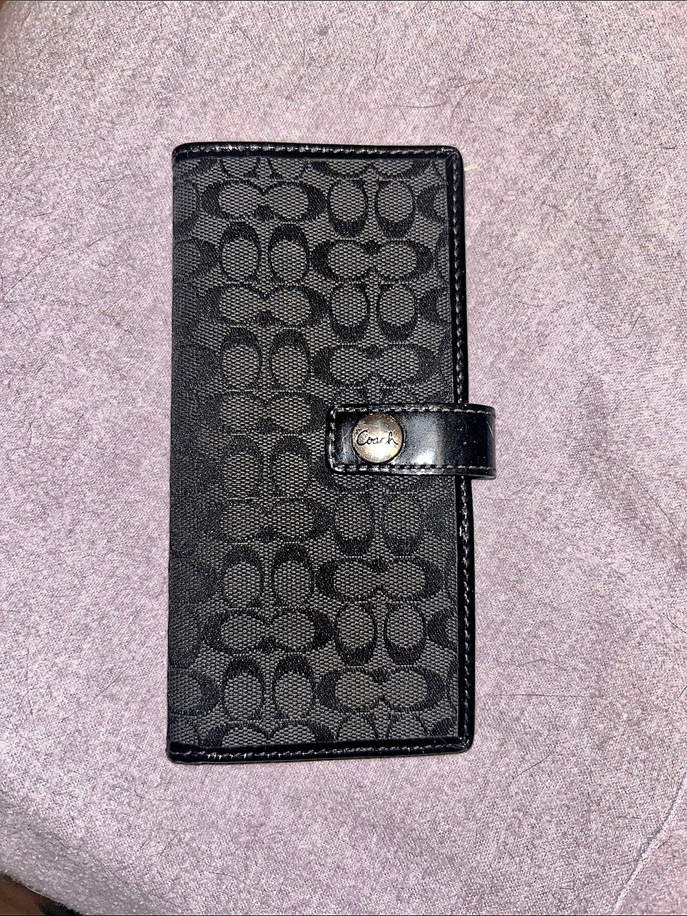Coach Signature C Checkbook Wallet Black